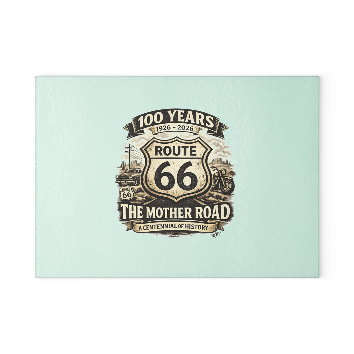 Route 66 Glass Cutting Board — 100 Years ‘The Mother Road’ Centennial Kitchen Board