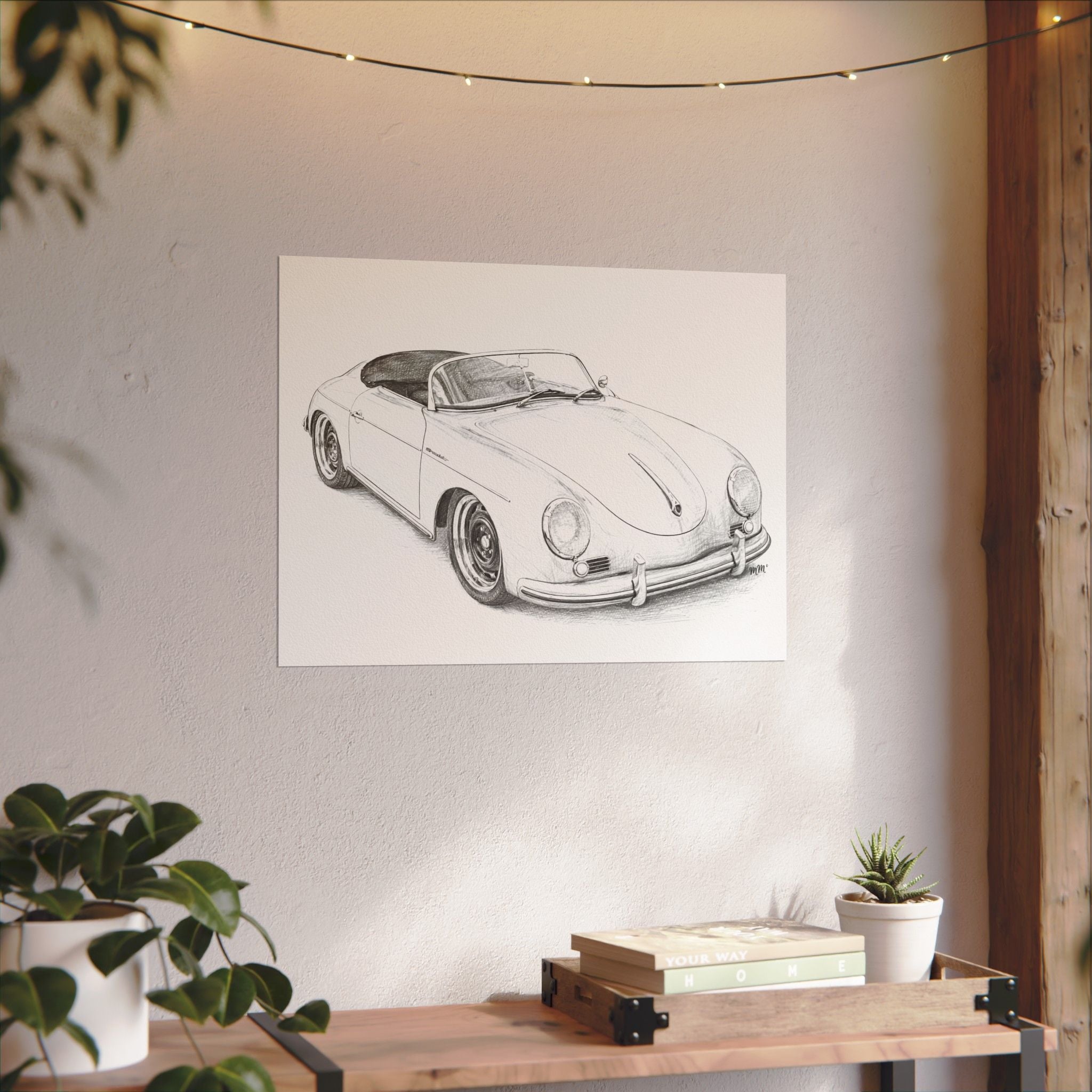 Vintage Sports Car Pencil Sketch Poster – 1956 Porsche 356 Roadster — The Quiet Rebel