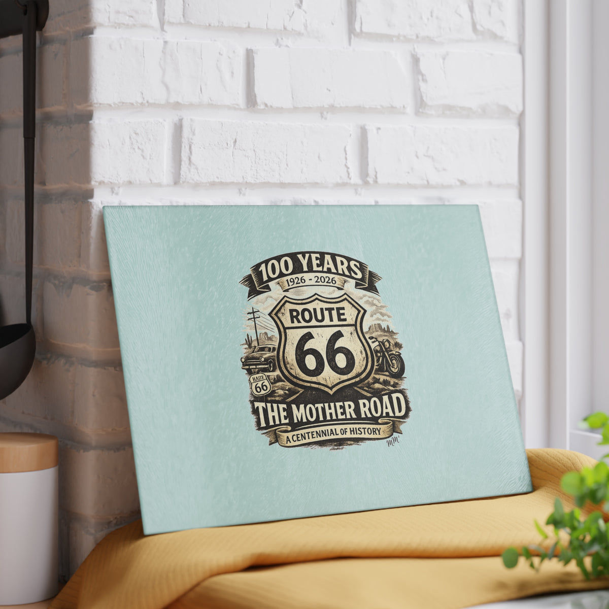 Route 66 Glass Cutting Board — 100 Years ‘The Mother Road’ Centennial Kitchen Board