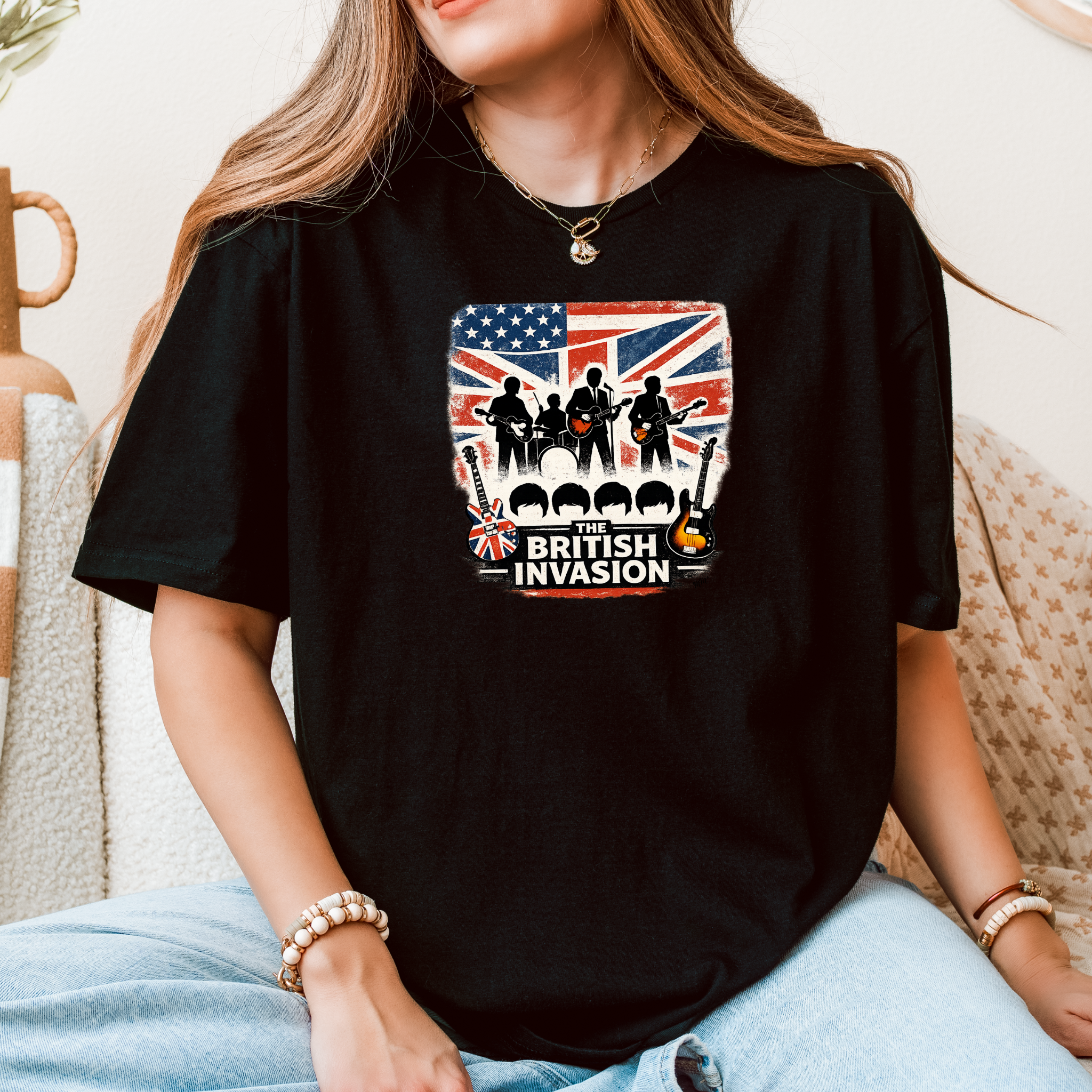 British Invasion T-Shirt – Retro UK/USA Rock Band Graphic