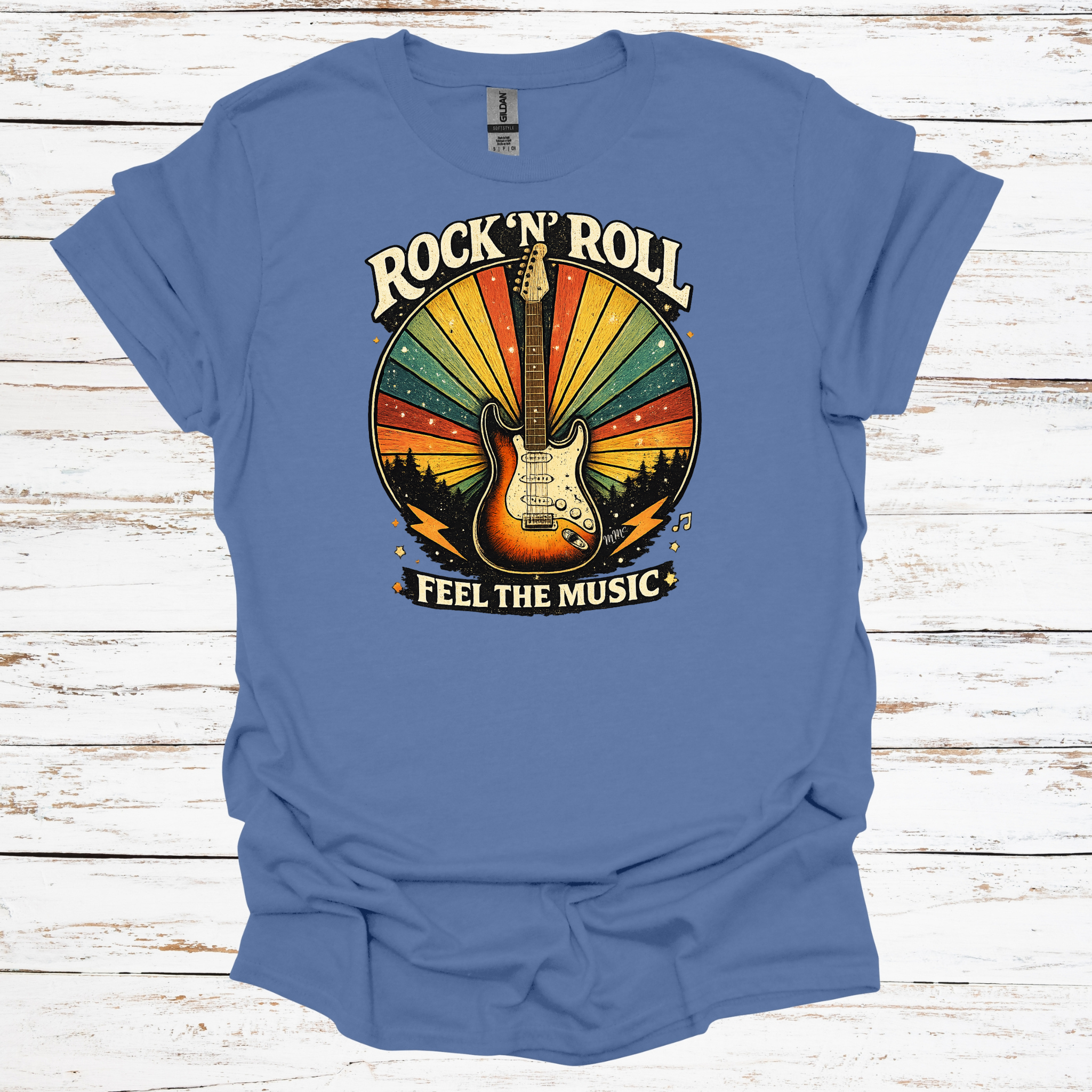 Rock ’N’ Roll – Feel the Music Retro Guitar Tee