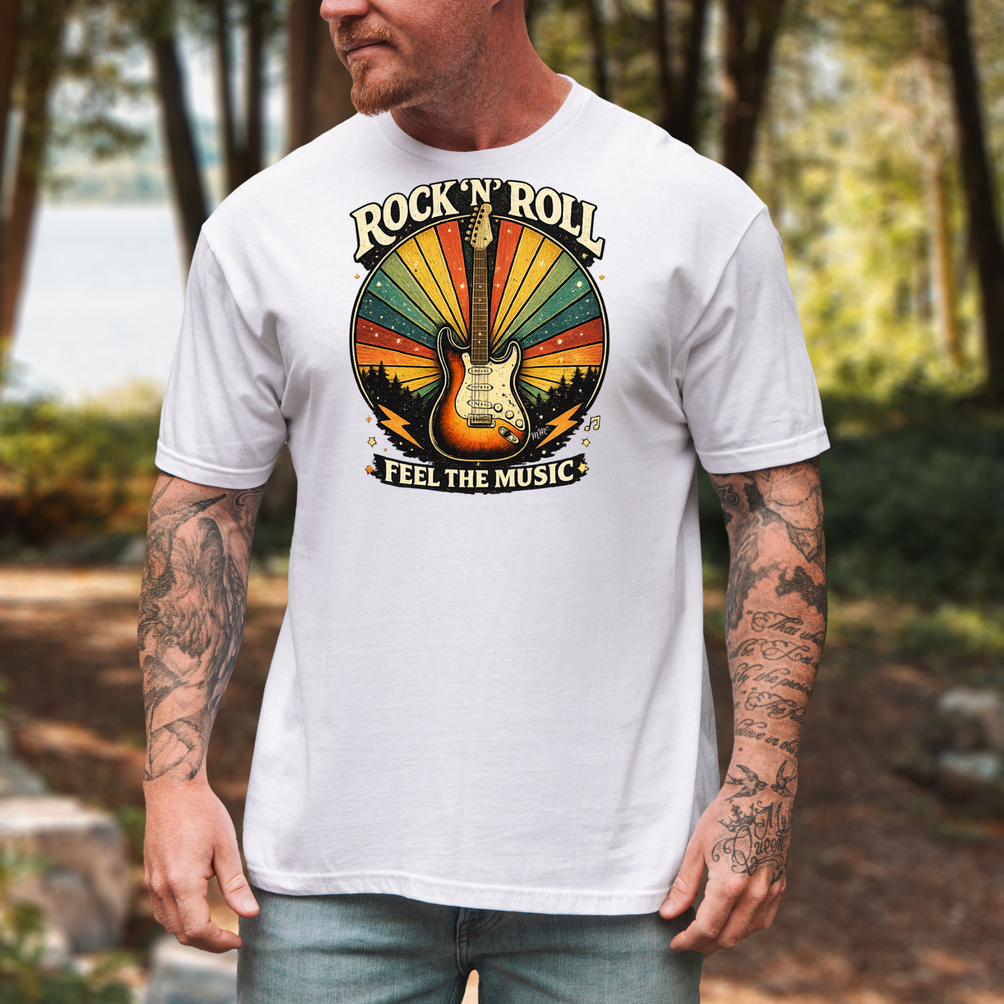 Rock ’N’ Roll – Feel the Music Retro Guitar Tee