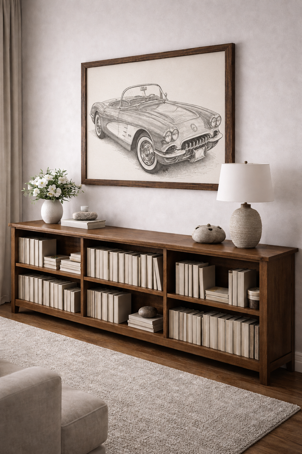 Vintage 1955 Corvette Sketch Matte Poster — First of the Legends
