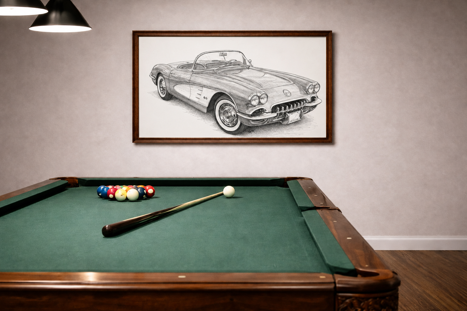 Vintage 1955 Corvette Sketch Matte Poster — First of the Legends