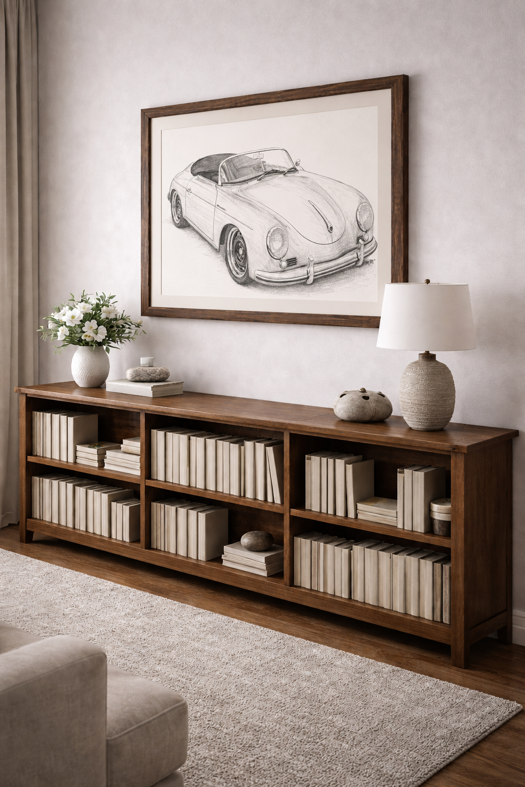 Vintage Sports Car Pencil Sketch Poster – 1956 Porsche 356 Roadster — The Quiet Rebel
