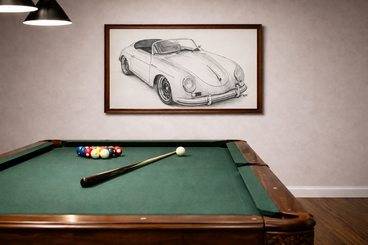 Vintage Sports Car Pencil Sketch Poster – 1956 Porsche 356 Roadster — The Quiet Rebel