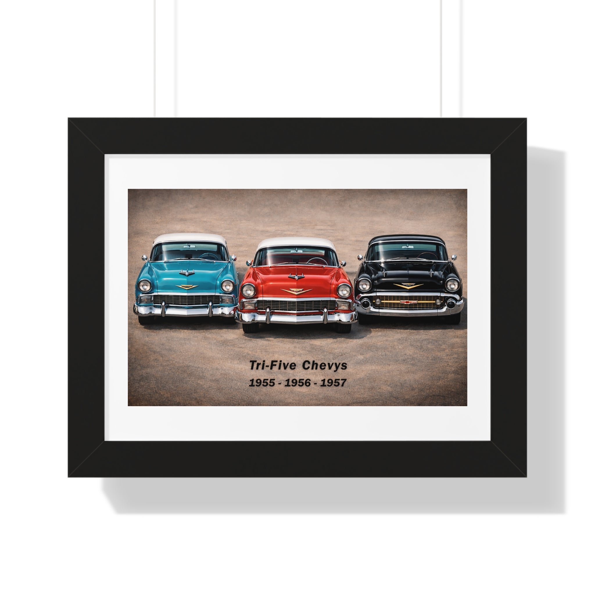 Copy of Framed Poster - 'Tri-Five Chevys 1955-1957' Vintage Classic Car Wall Art
