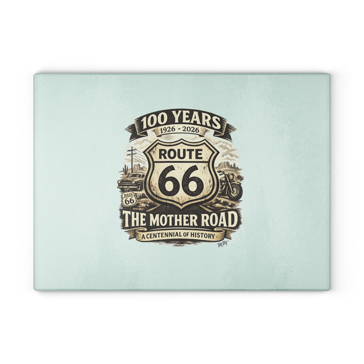Route 66 Glass Cutting Board — 100 Years ‘The Mother Road’ Centennial Kitchen Board